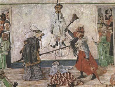 Skeletons Fighting for the Body of a Hanged Man (mk09), James Ensor